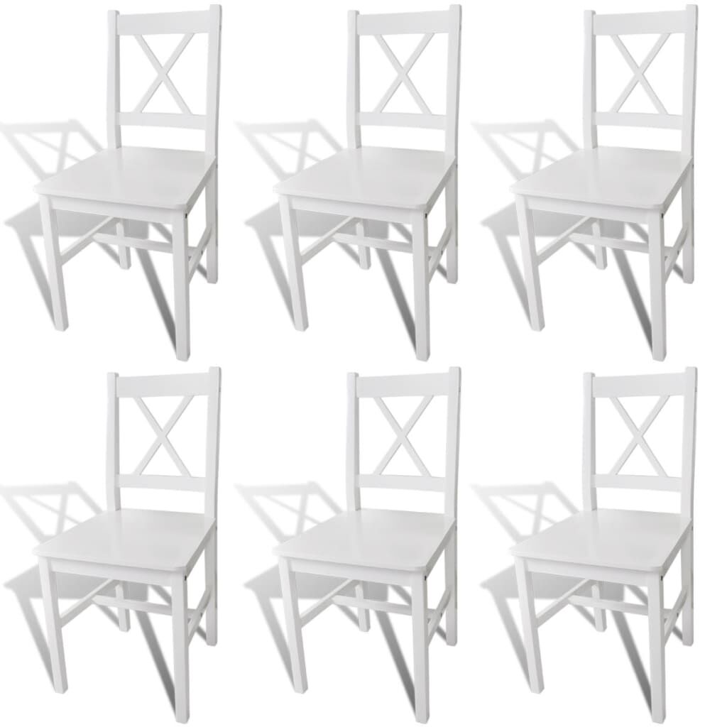 vidaXL Dining Chairs 6 pcs White Pinewood