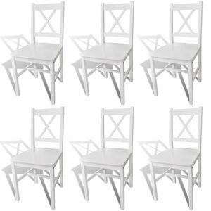 vidaXL Dining Chairs 6 pcs White Pinewood