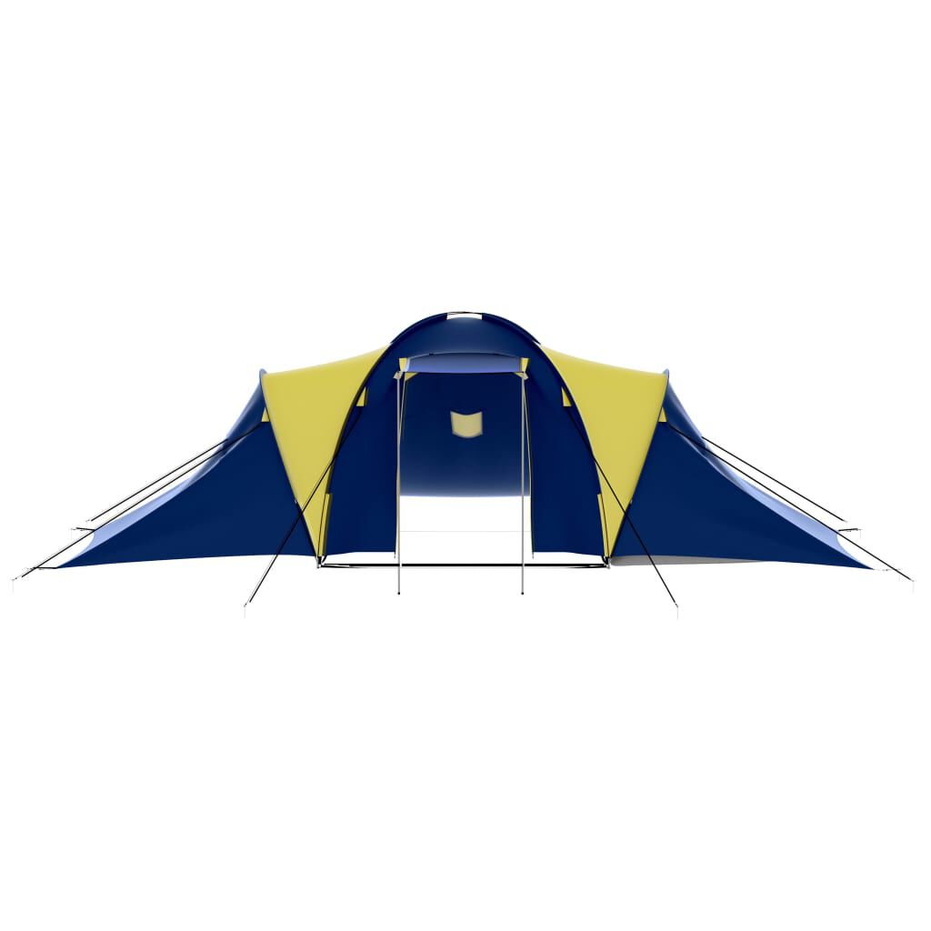 vidaXL Camping Tent Polyester 9 Persons Blue-yellow