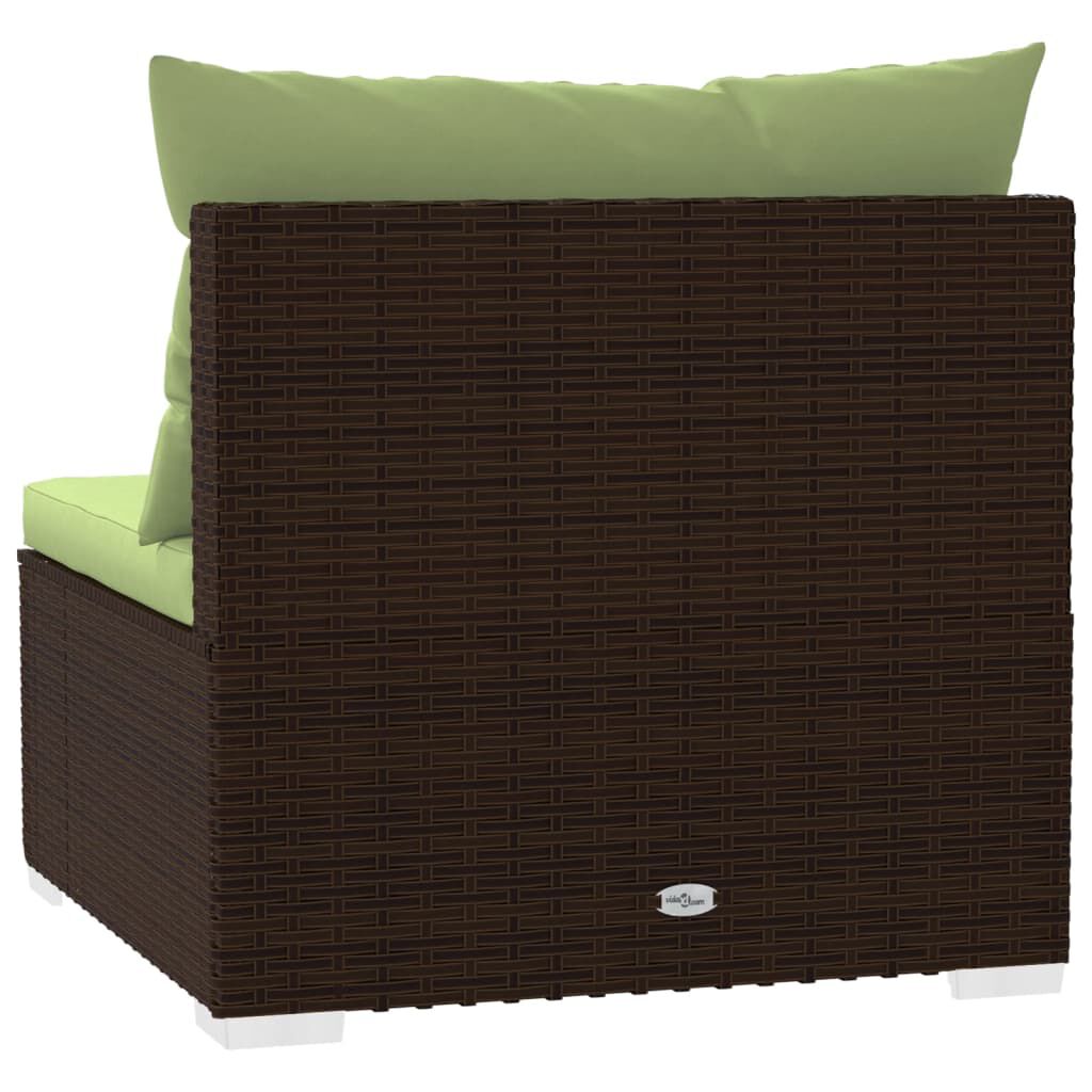 vidaXL 4-Seater Sofa with Cushions Brown Poly Rattan