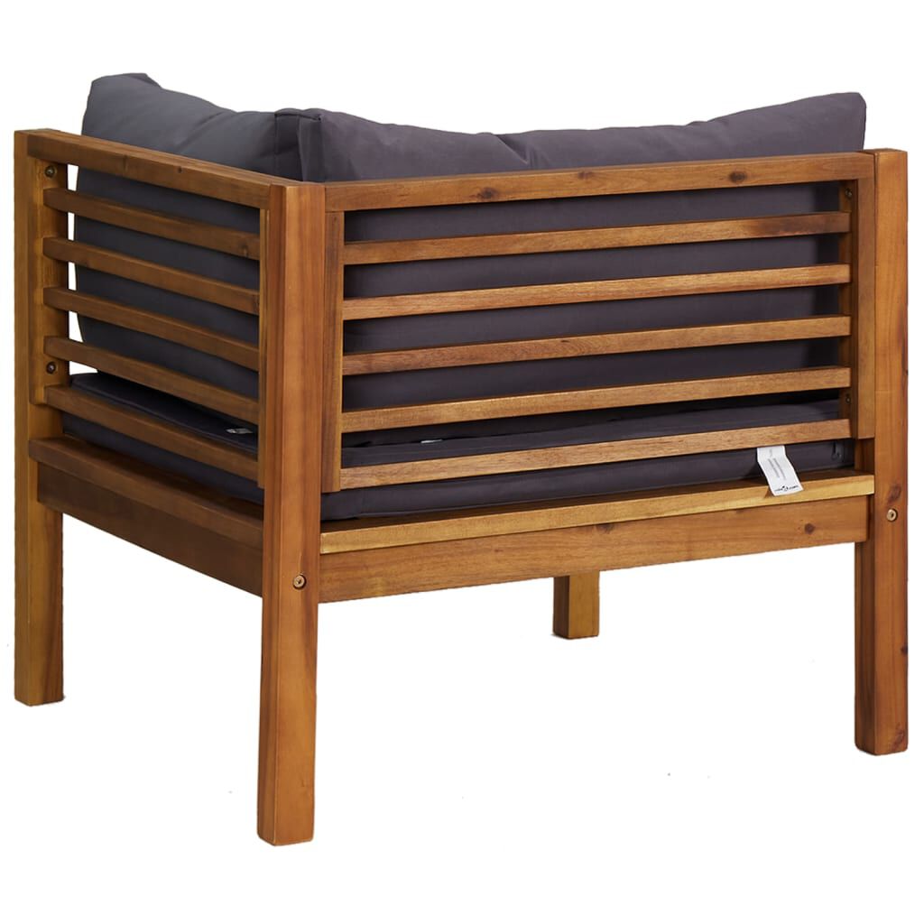 vidaXL Corner Sofas 2 pcs with Dark Grey Cushions Solid Acacia Wood