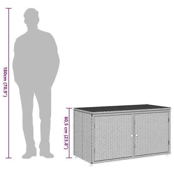 vidaXL Garden Storage Cabinet Black 110x55x60.5 cm Poly Rattan