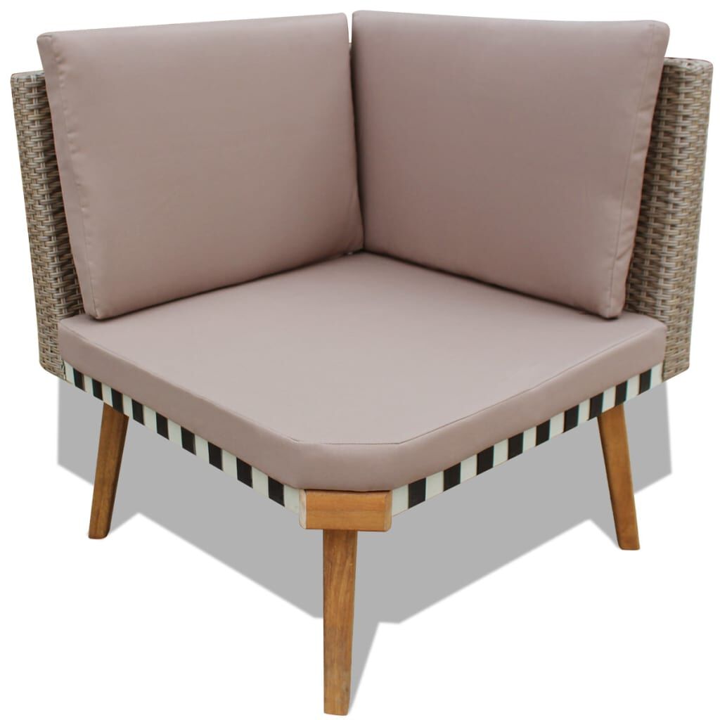 vidaXL 4 Piece Garden Lounge Set with Cushions Poly Rattan Grey