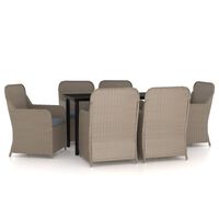 vidaXL 7 Piece Garden Dining Set with Cushions Brown