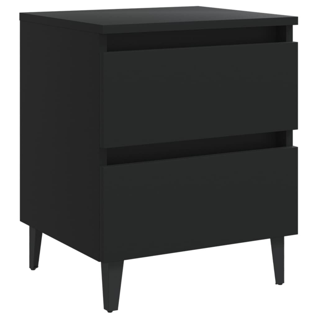 vidaXL Bed Cabinets 2 pcs Black 40x35x50 cm Engineered Wood