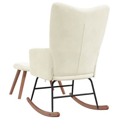 vidaXL Rocking Chair with a Stool Cream White Velvet, white vidaXL Rocking Chair with a Stool Cream White Velvet