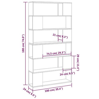 vidaXL Book Cabinet Room Divider Black 100x24x188 cm, black vidaXL Book Cabinet Room Divider Black 100x24x188 cm