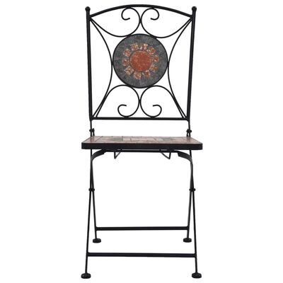 vidaXL Mosaic Bistro Chairs 2 pcs Orange/Grey