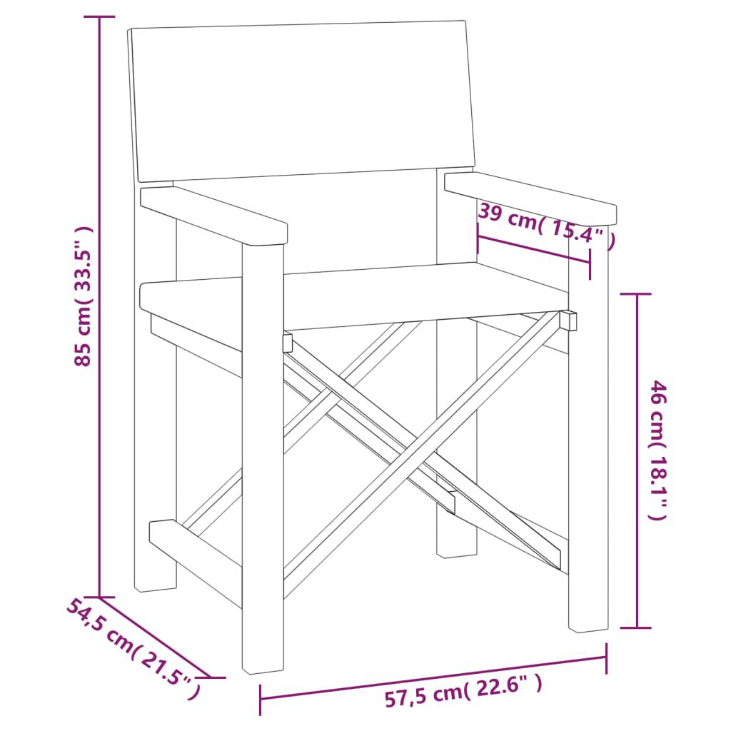 vidaXL Director's Chairs 2 pcs Solid Teak Wood Grey