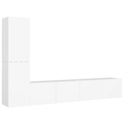 vidaXL 4 Piece TV Cabinet Set White Engineered Wood, white vidaXL 4 Piece TV Cabinet Set White Engineered Wood