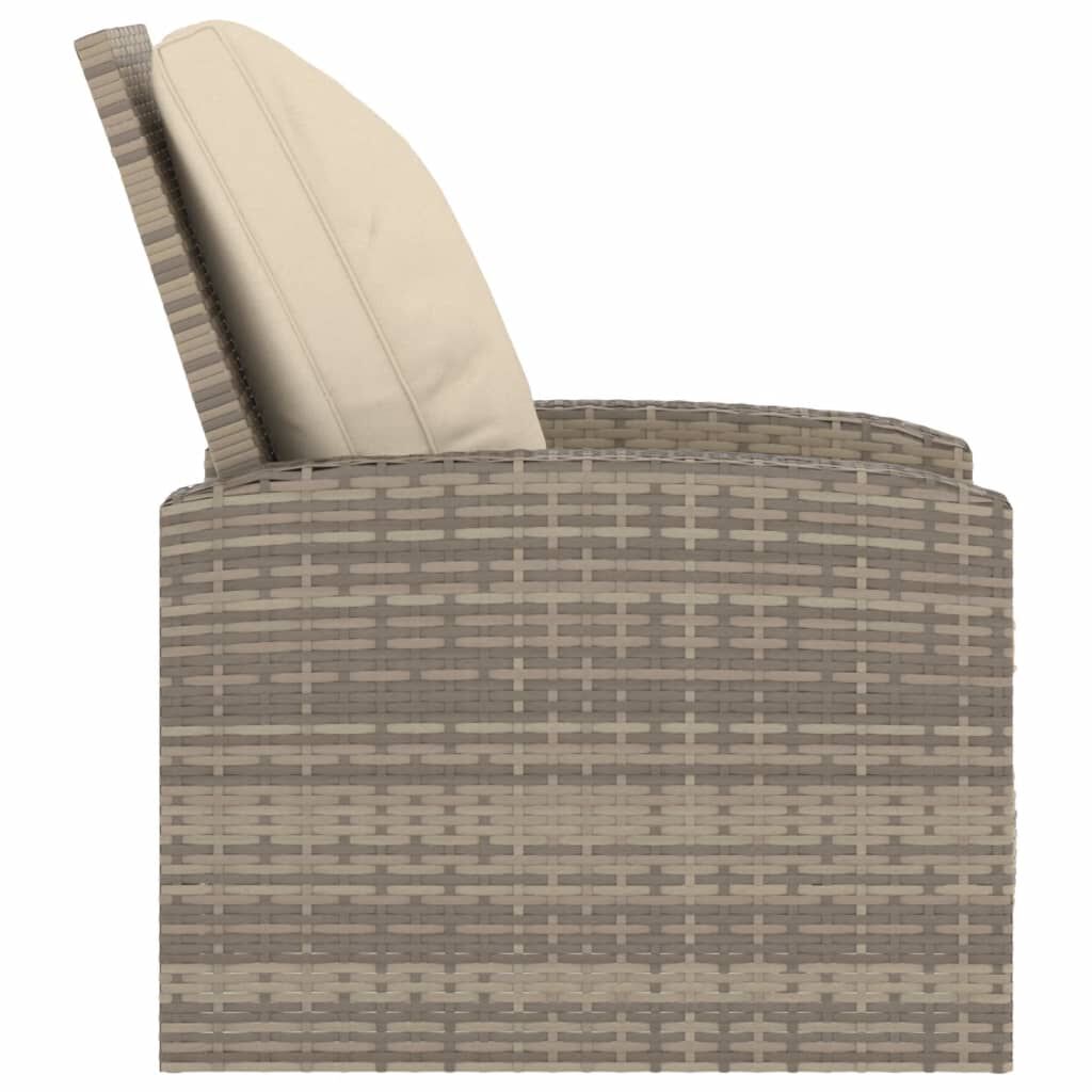 vidaXL Garden Reclining Chair with Cushions Light Brown Poly Rattan