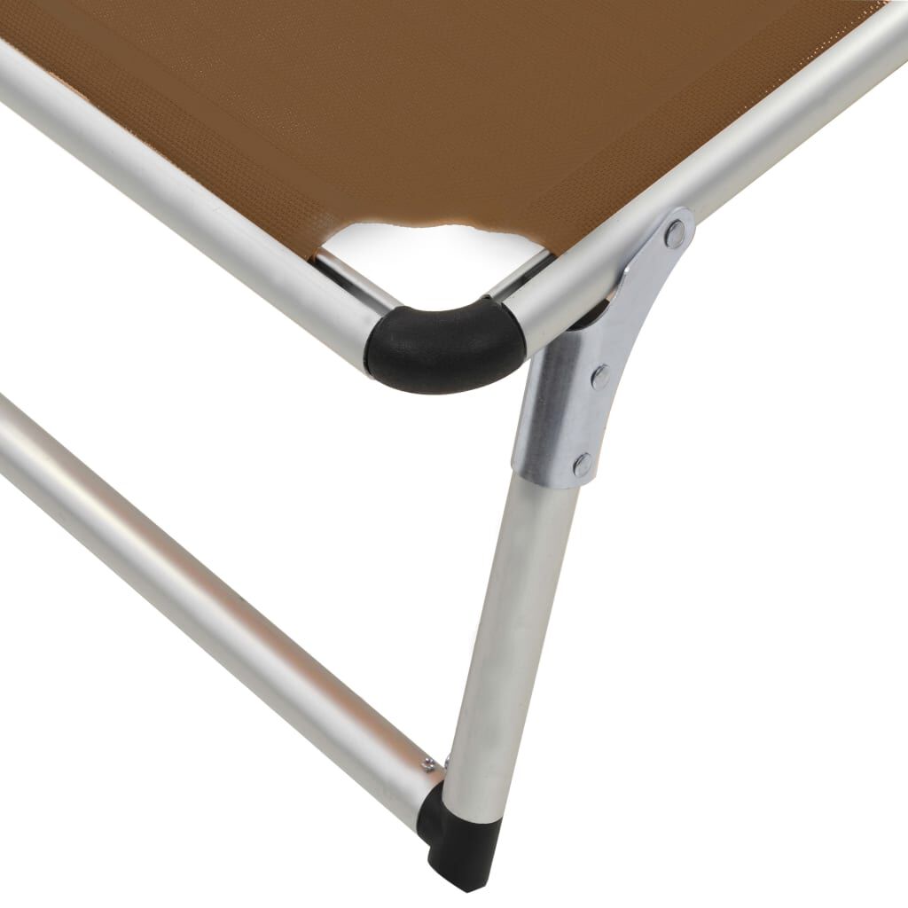 vidaXL Folding Sun Lounger with Roof Aluminium and Textilene Brown