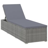 vidaXL Sun Lounger with Cushion Poly Rattan Grey, grey vidaXL Sun Lounger with Cushion Poly Rattan Grey