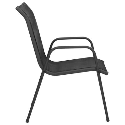 vidaXL Garden Chairs 2 pcs Steel and Textilene Black,  vidaXL Garden Chairs 2 pcs Steel and Textilene Black