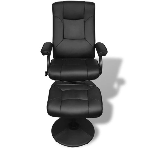 vidaXL TV Armchair with Footstool Black Faux Leather