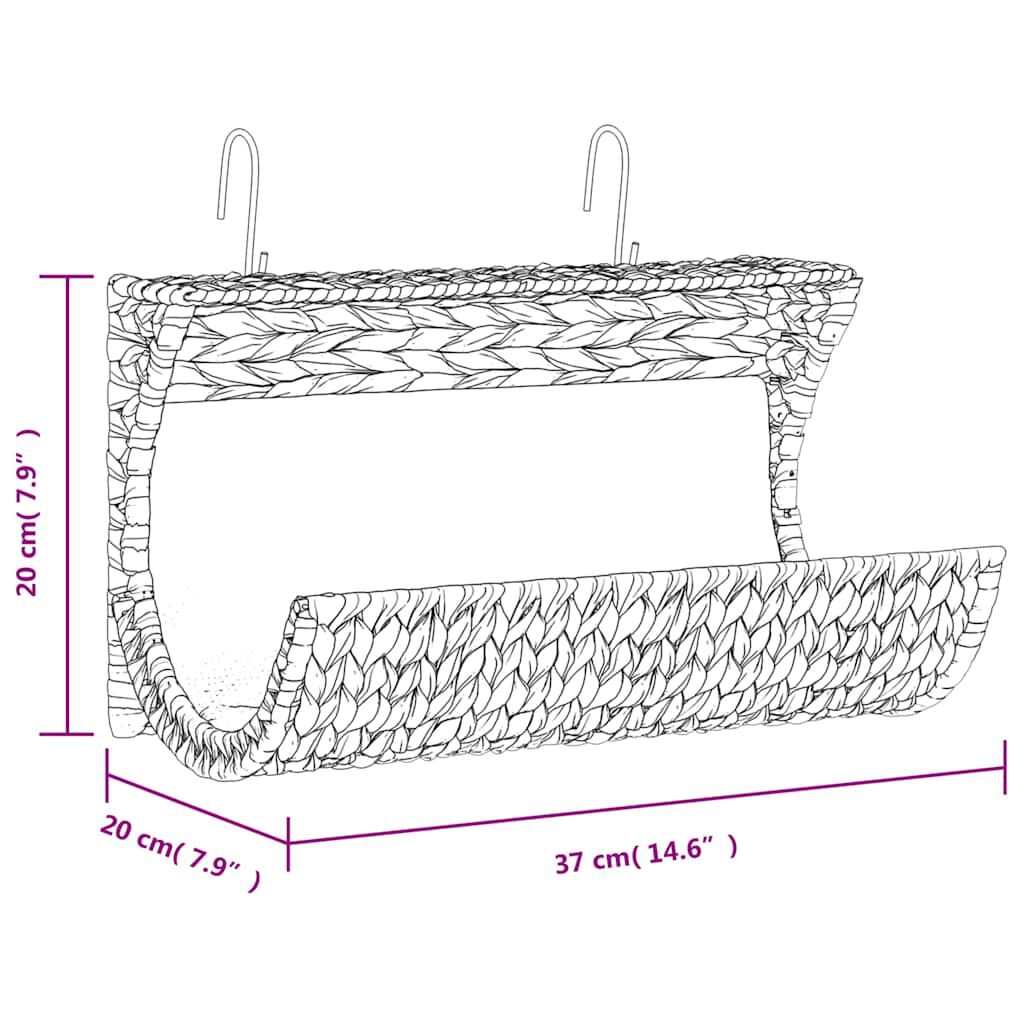 vidaXL Cat Bed with Cushion Water Hyacinth 37x20x20 cm