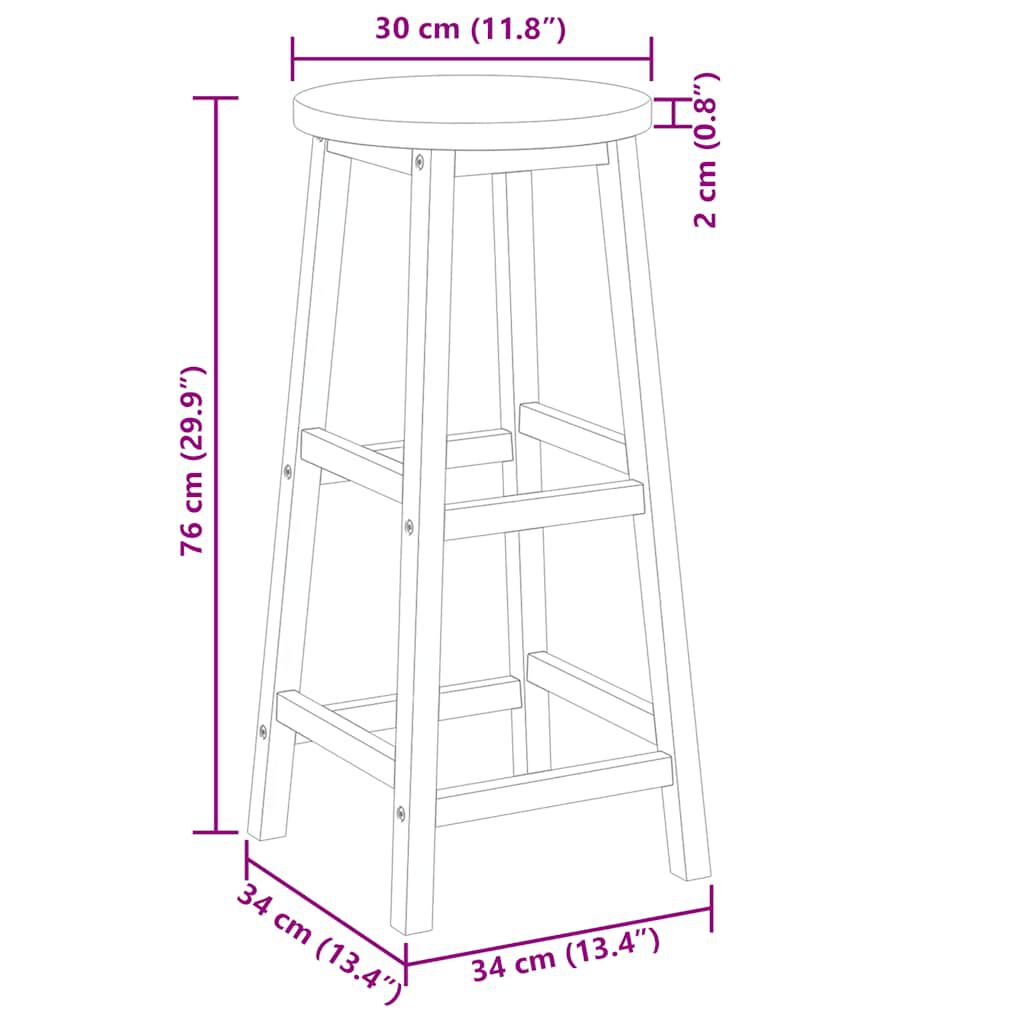 vidaXL Bar Chairs 2 pcs Solid Acacia Wood