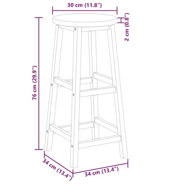 vidaXL Bar Chairs 2 pcs Solid Acacia Wood