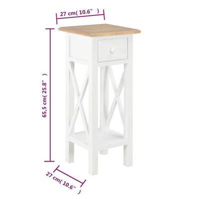 vidaXL Side Table White 27x27x65.5 cm Wood