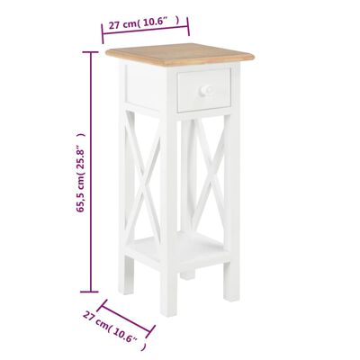 vidaXL Side Table White 27x27x65.5 cm Wood, brown and white vidaXL Side Table White 27x27x65.5 cm Wood