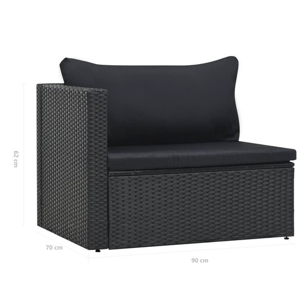 vidaXL 5 Piece Garden Lounge Set with Cushions Poly Rattan Black
