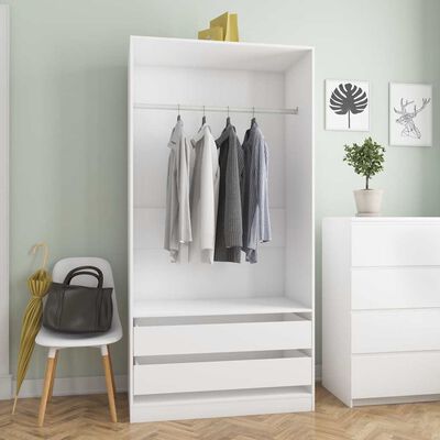 vidaXL Wardrobe White 100x50x200 cm Engineered Wood, white vidaXL Wardrobe White 100x50x200 cm Engineered Wood