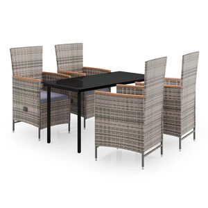 vidaXL 5 Piece Garden Dining Set with Cushions Grey