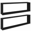 vidaXL Wall Cube Shelf 2 pcs Black 100x15x30 cm Engineered Wood