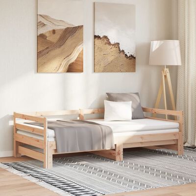 vidaXL Pull-out Day Bed without Mattress Solid Wood Pine 90x200 cm