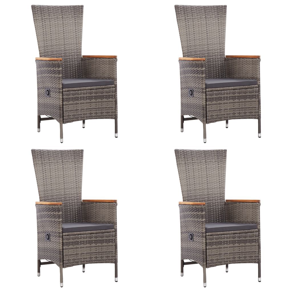 vidaXL 7 Piece Garden Dining Set Poly Rattan Grey