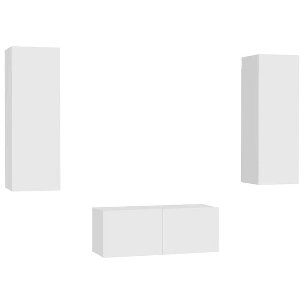 vidaXL 3 Piece TV Cabinet Set White Engineered Wood