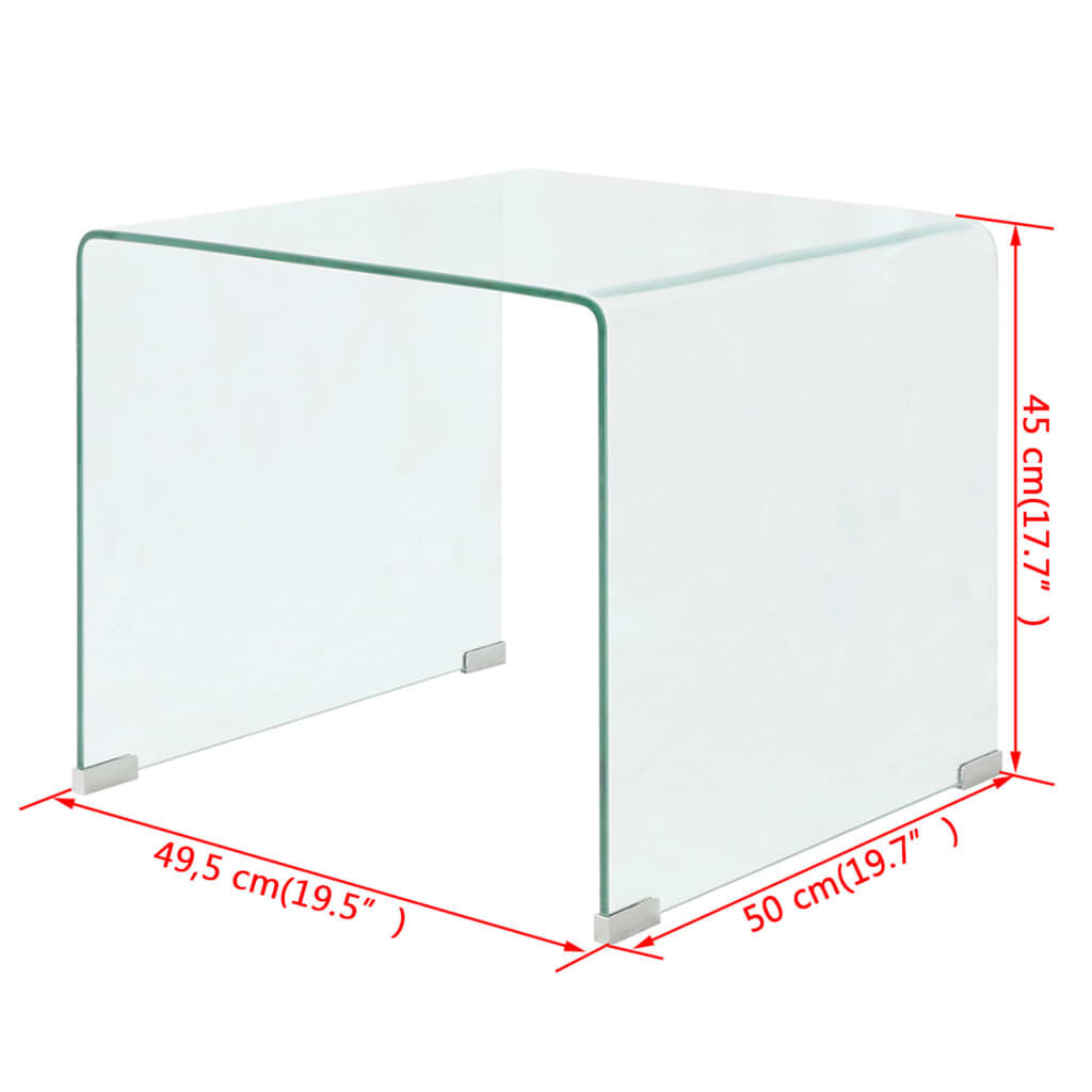 vidaXL Coffee Table Tempered Glass 49.5x50x45 cm Clear