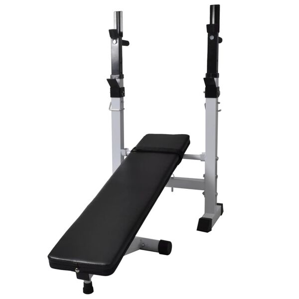 vidaXL Workout Bench with Weight Rack, Barbell and Dumbbell Set 30.5kg