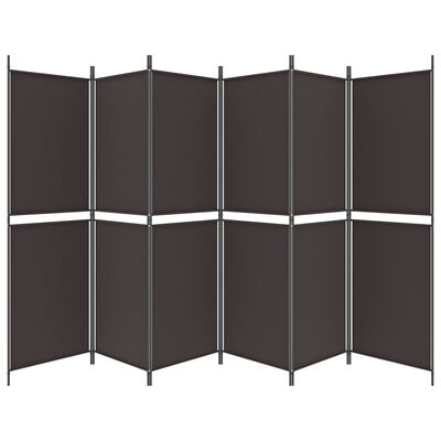 vidaXL 6-Panel Room Divider Brown 300x180 cm Fabric