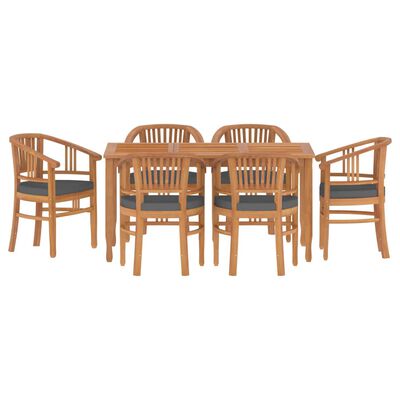 vidaXL 7 Piece Garden Dining Set Solid Wood Teak, dark grey vidaXL 7 Piece Garden Dining Set Solid Wood Teak