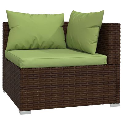 vidaXL 9 Piece Garden Lounge Set with Cushions Poly Rattan Brown, brown and green vidaXL 9 Piece Garden Lounge Set with Cushions Poly Rattan Brown