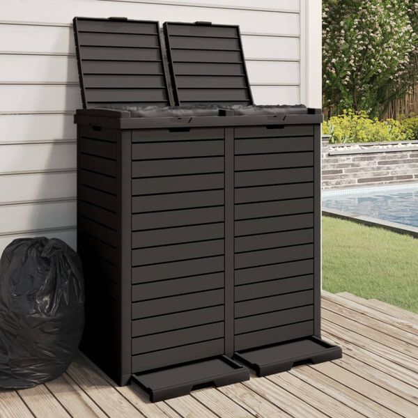 vidaXL Outdoor Garbage Bin Black 78x41x86 cm Polypropylene