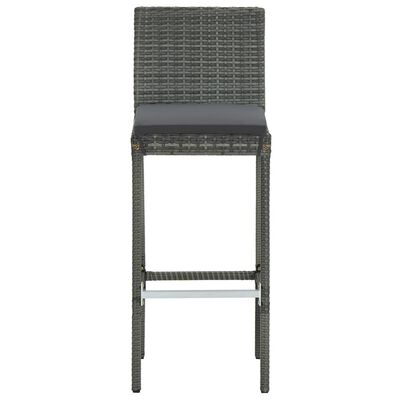 vidaXL Garden Bar Stools with Cushions 2 pcs Grey Poly Rattan, grey vidaXL Garden Bar Stools with Cushions 2 pcs Grey Poly Rattan