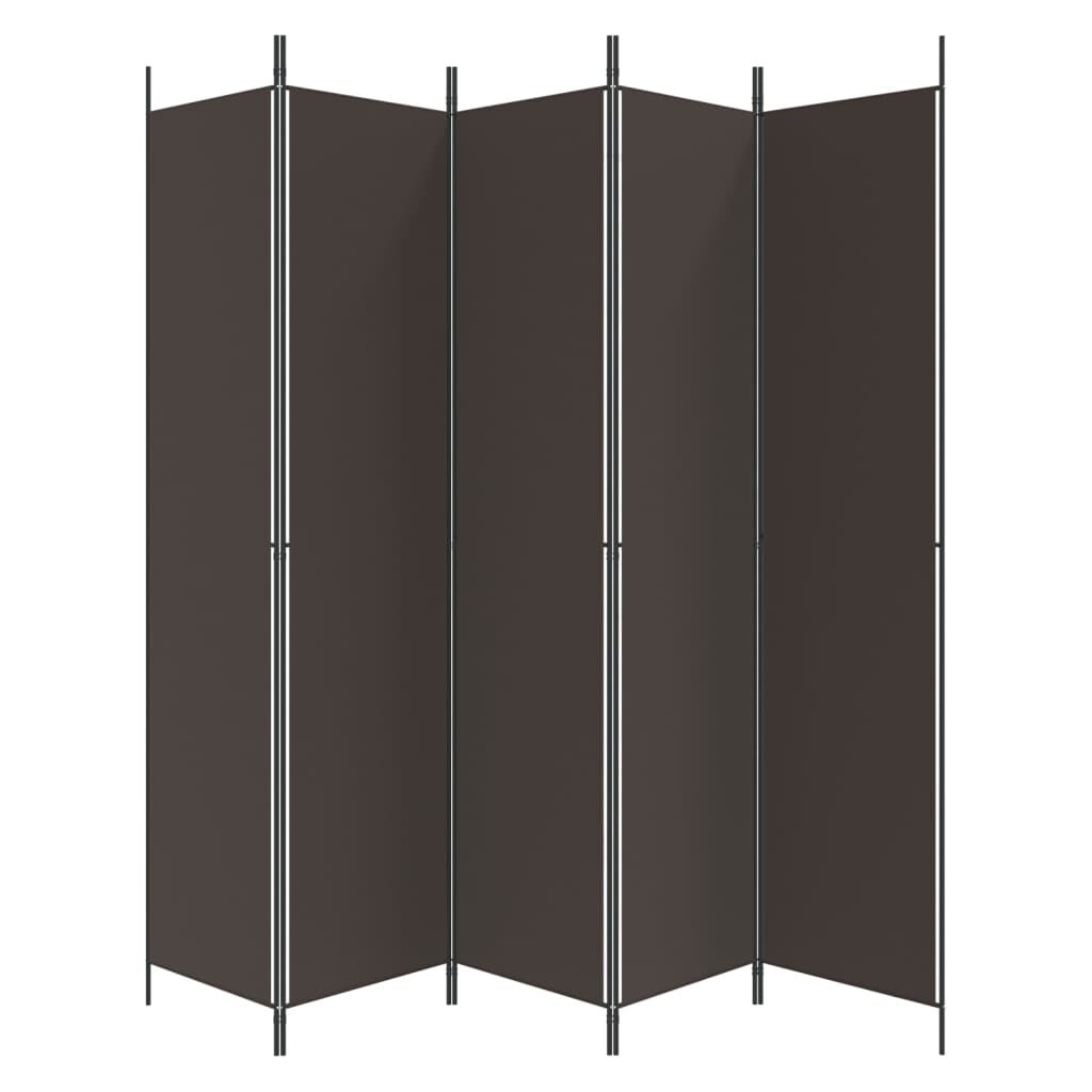 vidaXL 5-Panel Room Divider Brown 250x220 cm Fabric