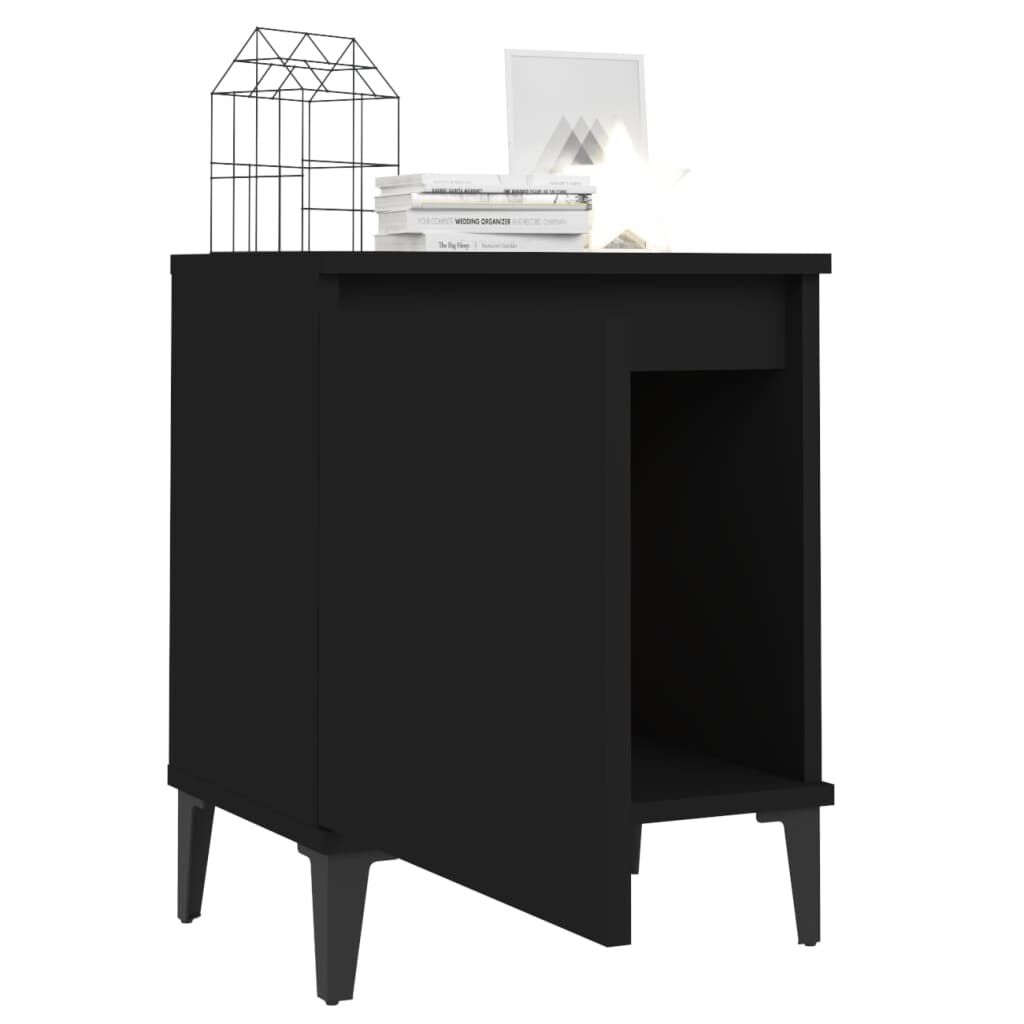 vidaXL Bed Cabinet with Metal Legs Black 40x30x50 cm