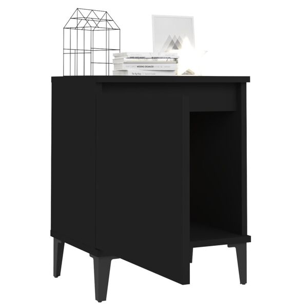 vidaXL Bed Cabinet with Metal Legs Black 40x30x50 cm