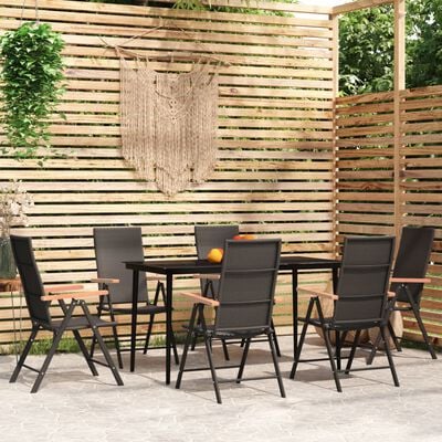 vidaXL 7 Piece Garden Dining Set Black,  vidaXL 7 Piece Garden Dining Set Black