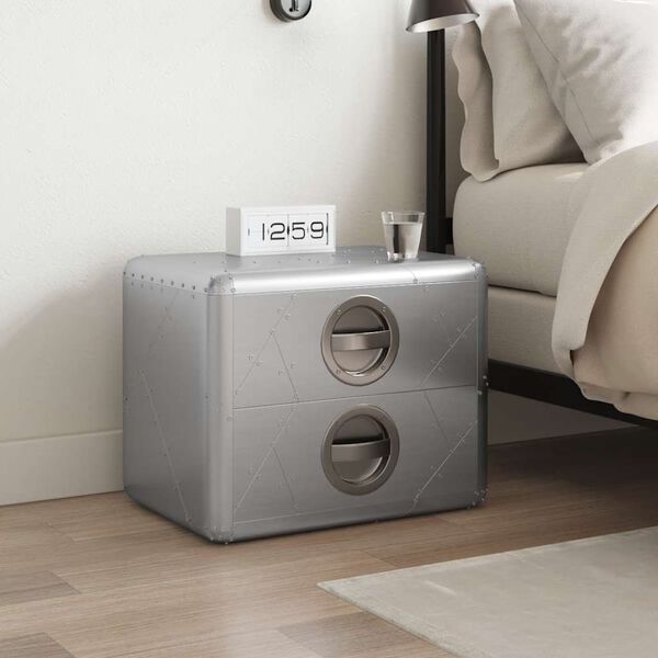 vidaXL Aviator End Table with 2 Drawers Vintage Aircraft Airman Style