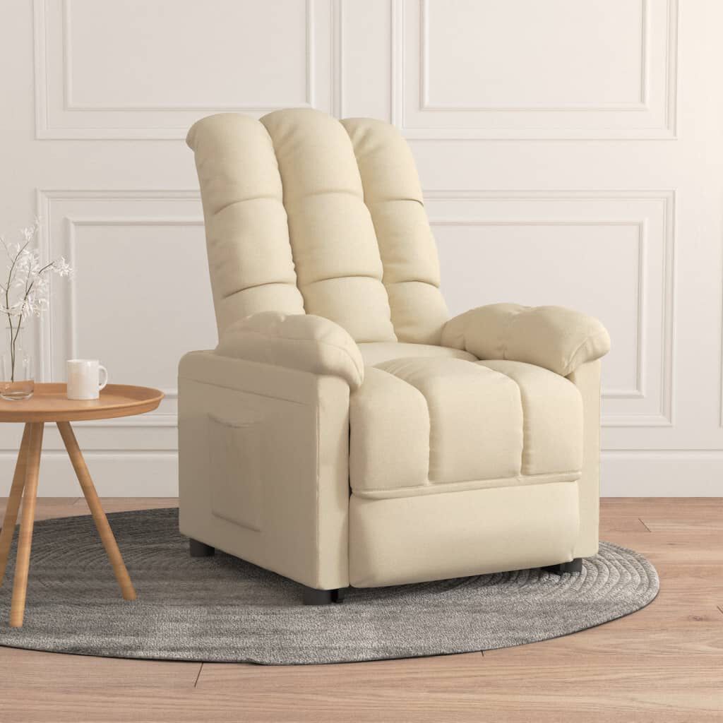vidaXL Recliner Chair Cream Fabric