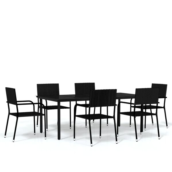 vidaXL 7 Piece Garden Dining Set Black