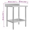vidaXL Kitchen Work Table with Backsplash 80x60x93 cm Stainless Steel