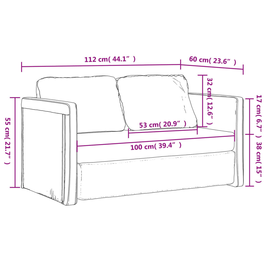 vidaXL Floor Sofa Bed 2-in-1 Cream 112x174x55 cm Fabric