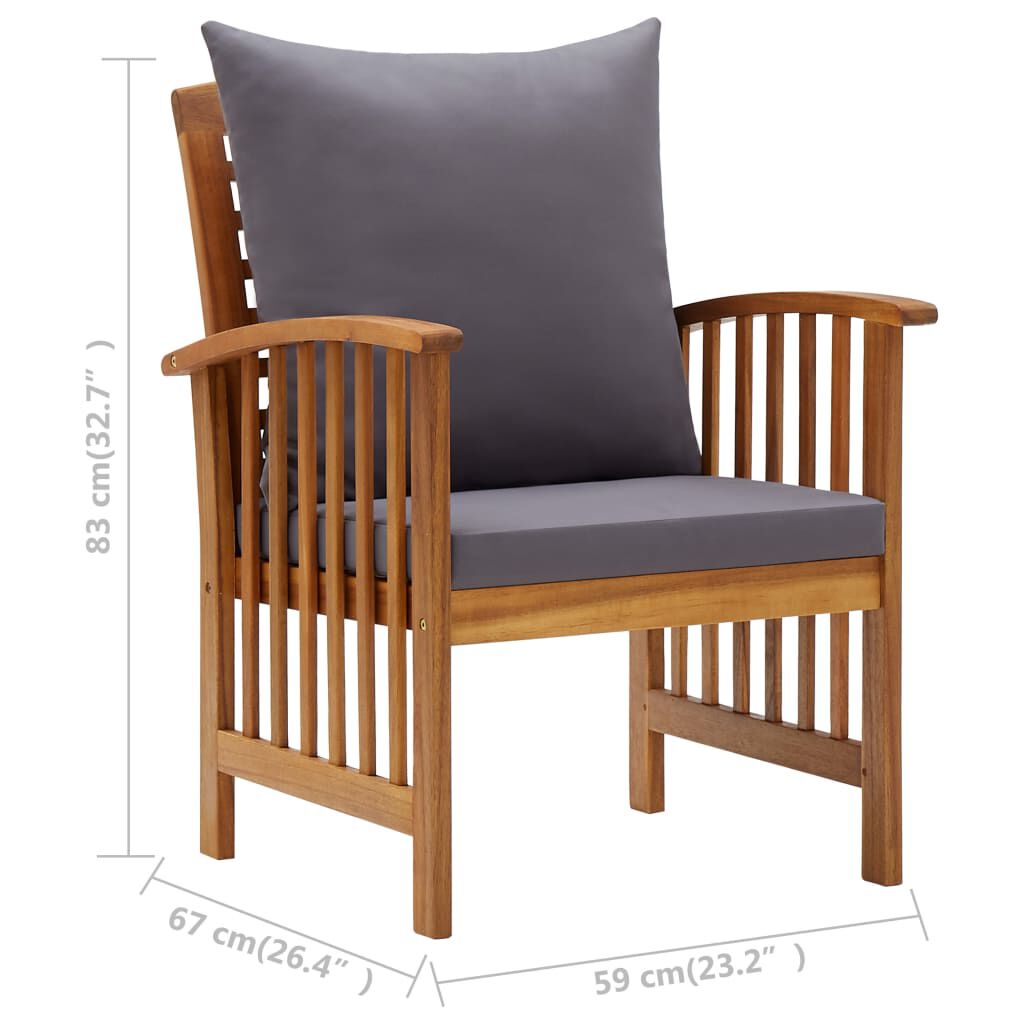 vidaXL Garden Chairs with Cushions 2 pcs Solid Acacia Wood