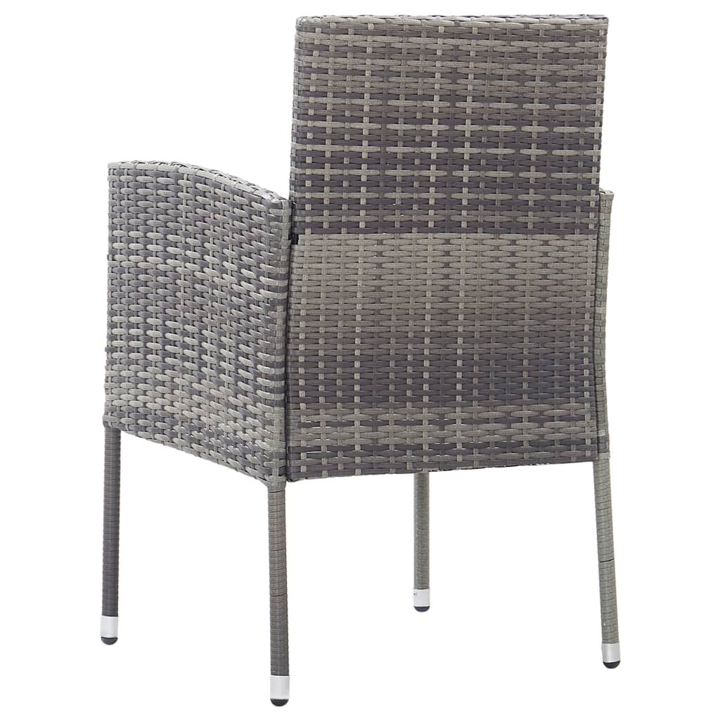 vidaXL 7 Piece Garden Dining Set Poly Rattan Anthracite & Grey