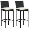 vidaXL 3 Piece Outdoor Bar Set with Cushions Poly Rattan Black
